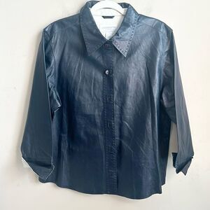 Liz Claiborne Leather Full Button Top XL